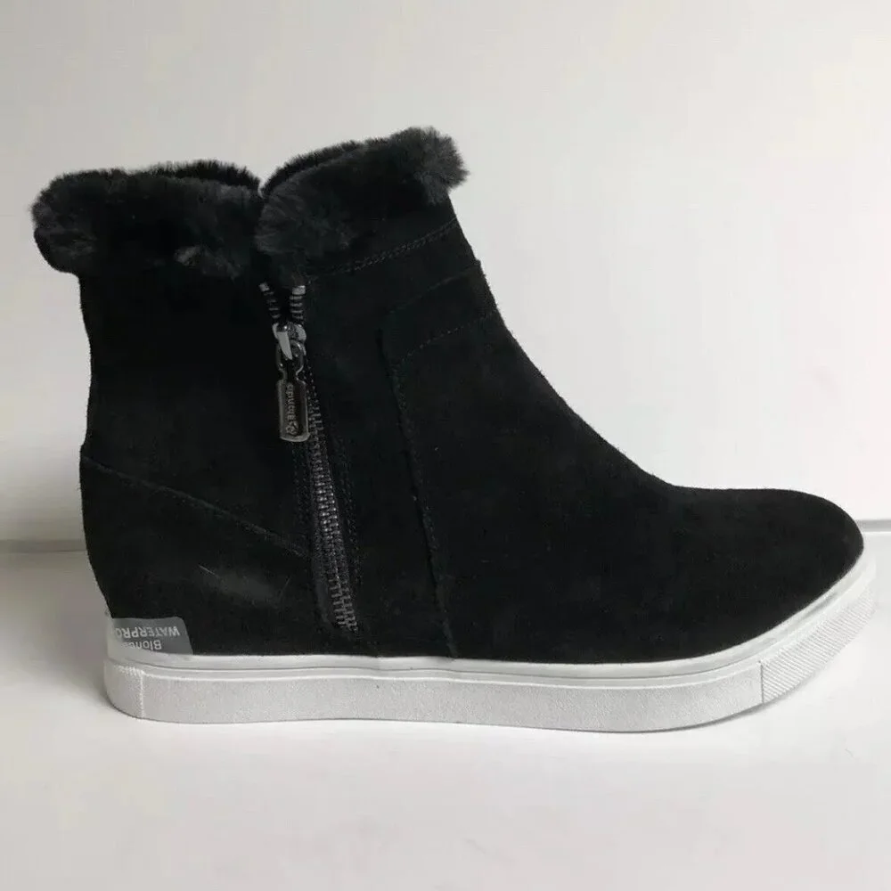 Blondo Women's Glade Waterproof Bootie Black Suede Zip, Size 10 M